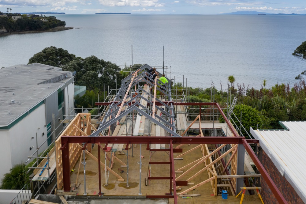 Architecturally designed cliff-top home steel structure, Bournemouth Terrace Murray's Bay Auckland